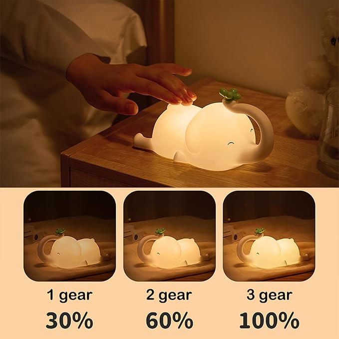 Squishy Silicone Flying Elephant LED Night Light - Perfect Gift for Kids and Girls