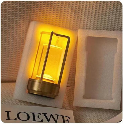 Portable Metal Table Lamp for Indoor/Outdoor ,Rechargeable Cordless LED Lamp, 3-Colour Infinitely Dimming Battery Powered Small Desk Lamp, Restaurant/Bedroom/Bar/Coffee Shop/Camping Light