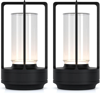 Portable Metal Table Lamp for Indoor/Outdoor ,Rechargeable Cordless LED Lamp, 3-Colour Infinitely Dimming Battery Powered Small Desk Lamp, Restaurant/Bedroom/Bar/Coffee Shop/Camping Light