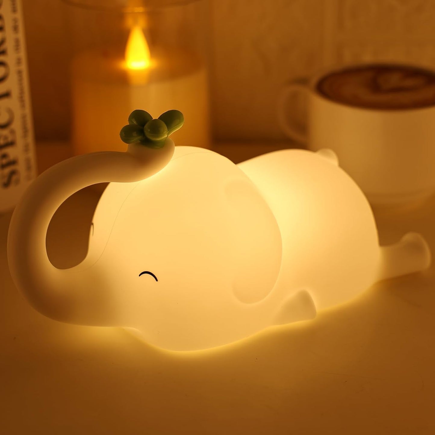 Squishy Silicone Flying Elephant LED Night Light - Perfect Gift for Kids and Girls