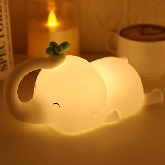 Squishy Silicone Flying Elephant LED Night Light - Perfect Gift for Kids and Girls