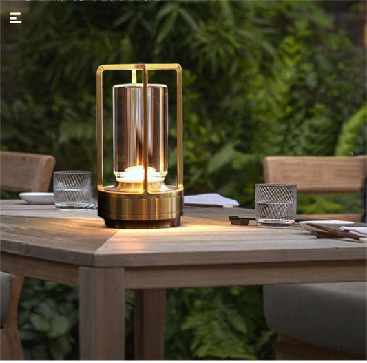 Portable Metal Table Lamp for Indoor/Outdoor ,Rechargeable Cordless LED Lamp, 3-Colour Infinitely Dimming Battery Powered Small Desk Lamp, Restaurant/Bedroom/Bar/Coffee Shop/Camping Light
