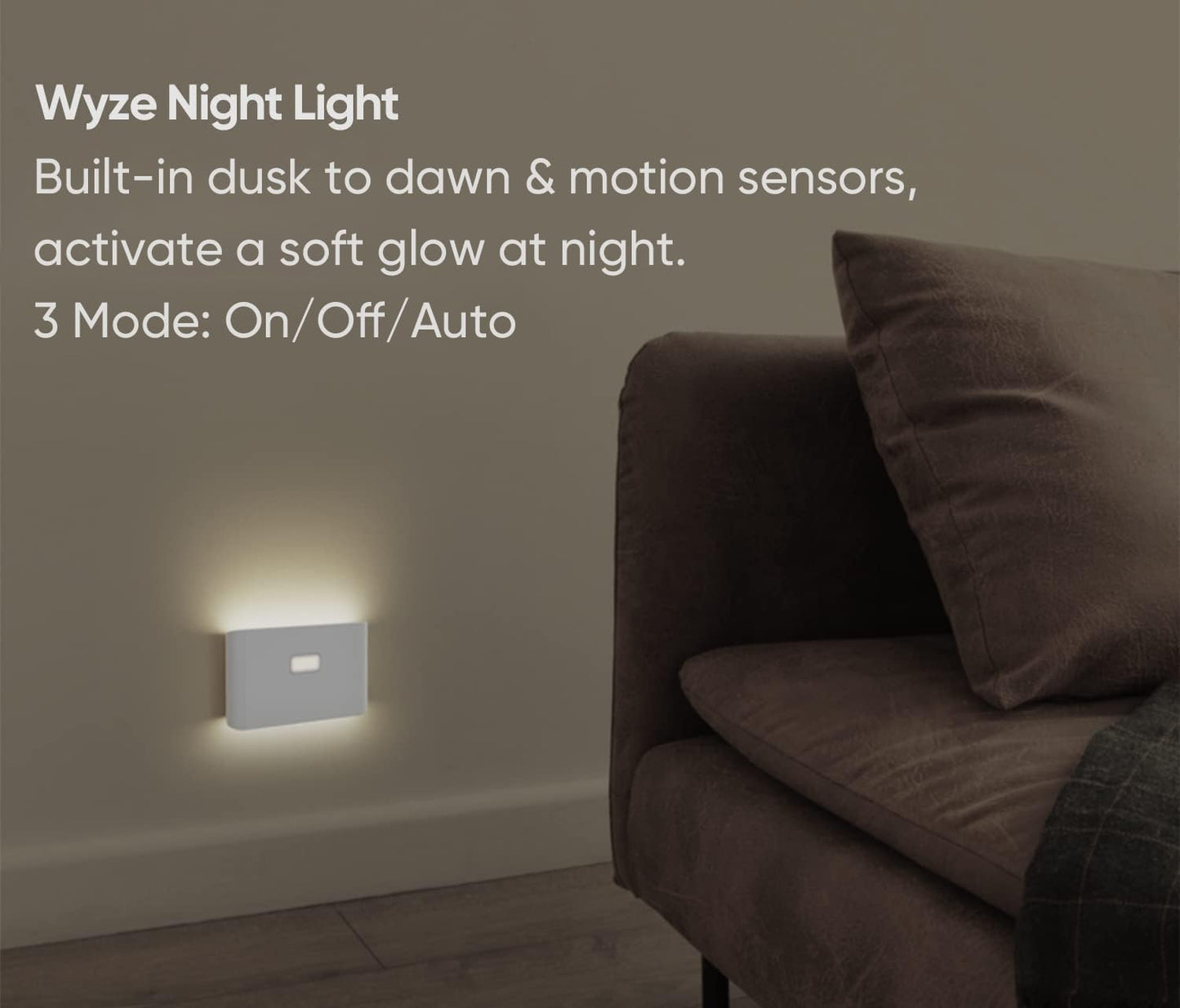 Rechargeable Night Lights with Dusk to Dawn & Motion Sensors, Warm & Soft White Stair Lights for Bathroom, Hallway, Linkable, Magnetic Mount, 2 Pack