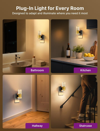 Night Light Plug into Wall, Dimmable LED Night Lights, Adjustable Color, Modern Acrylic Nightlight for Bathroom, Bedroom, Hallway, Stairway