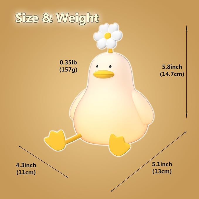 Cute Duck LED Squishy Night Light For Gift USB Rechargeable Duck Lamp