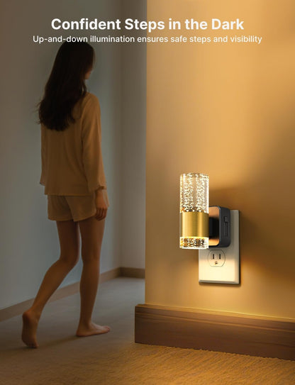 Night Light Plug into Wall, Dimmable LED Night Lights, Adjustable Color, Modern Acrylic Nightlight for Bathroom, Bedroom, Hallway, Stairway