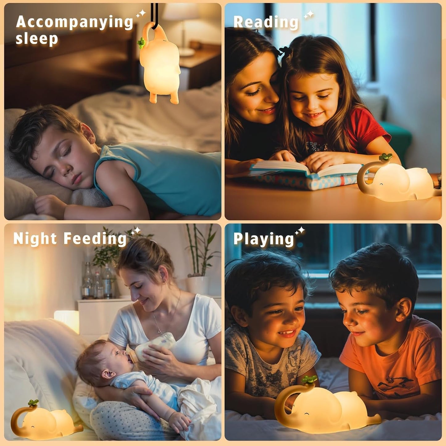 Squishy Silicone Flying Elephant LED Night Light - Perfect Gift for Kids and Girls