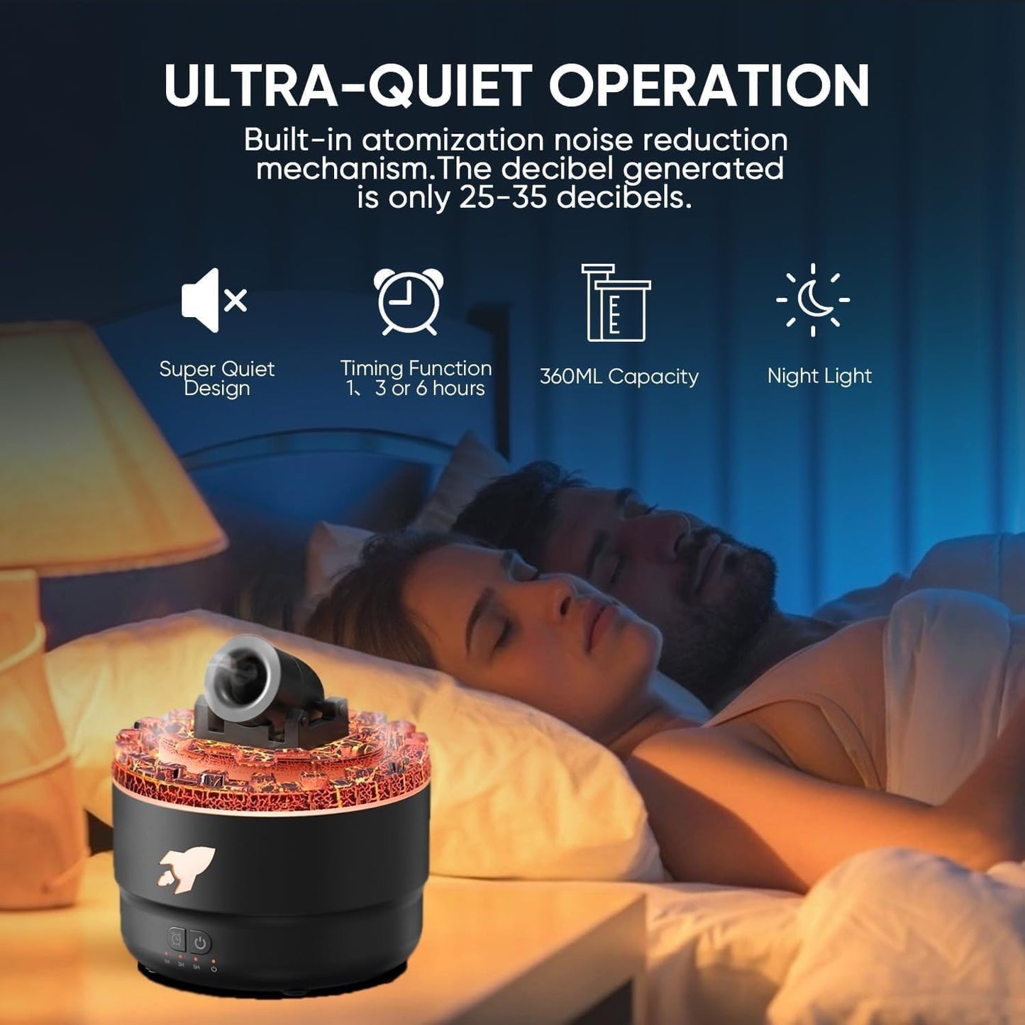 Cannon Humidifier Aroma Diffuser Water Mist Night Light Lava Perfect Gift