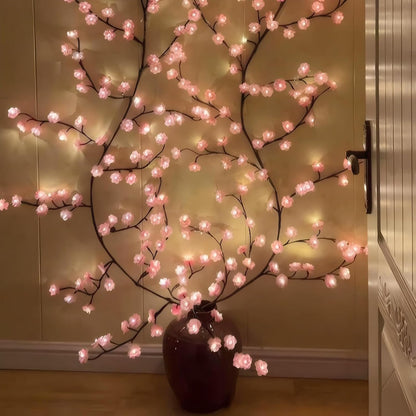 Cherry blossoms/Rose LED Tree Branch Lights for Wall,Easter Egg Willow Vine Twig Decor,USB Interface,with 144 LED Lights and Remote,8 Lighting Modes,for Home,Walls,Doors Windows (90inch)