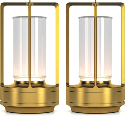 Portable Metal Table Lamp for Indoor/Outdoor ,Rechargeable Cordless LED Lamp, 3-Colour Infinitely Dimming Battery Powered Small Desk Lamp, Restaurant/Bedroom/Bar/Coffee Shop/Camping Light