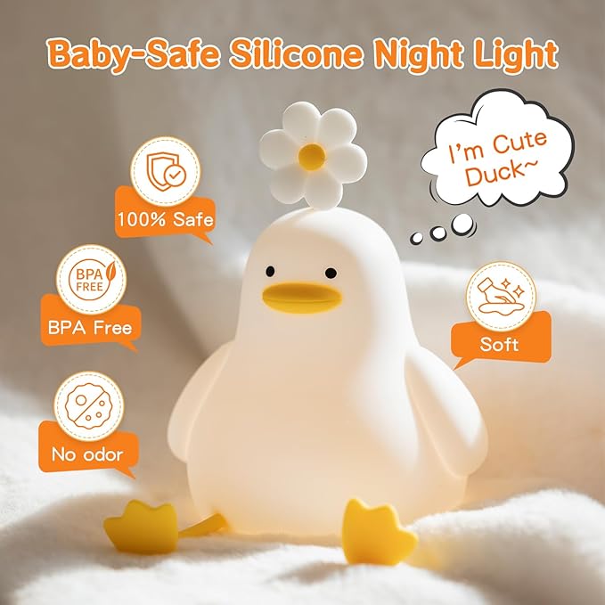Cute Duck LED Squishy Night Light For Gift USB Rechargeable Duck Lamp