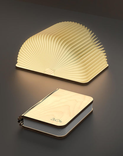5.7 Inch Wooden Book Lamp - Portable Folding LED Book Light for Reading, Home & Library Decor, Unique Gift for Book Lovers, Magnetic Book-Shaped Night Light
