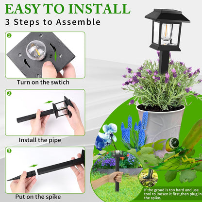 Solar Lights Outdoor,6 Pack Waterproof Auto On/Off Solar Pathway Lights for Your Garden, Landscape, Path, Yard, Patio, Driveway,Walkway Decor