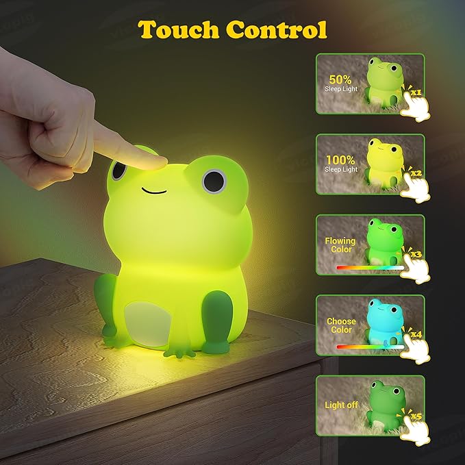 Squishy Silicone Peculiar Frog LED Night Light - Perfect Gift for Kids and Girls