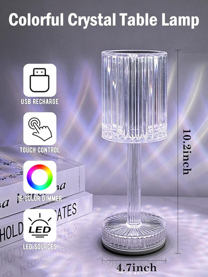 Aurora Prism Crystal Night Light – 16 Colors, Touch & Rechargeable