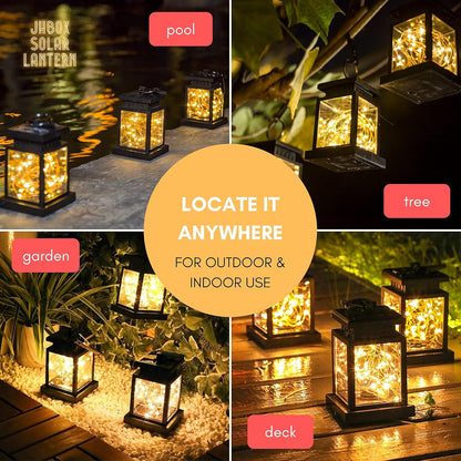 Luxe Noir Solar Hanging Lanterns, IP65 Waterproof