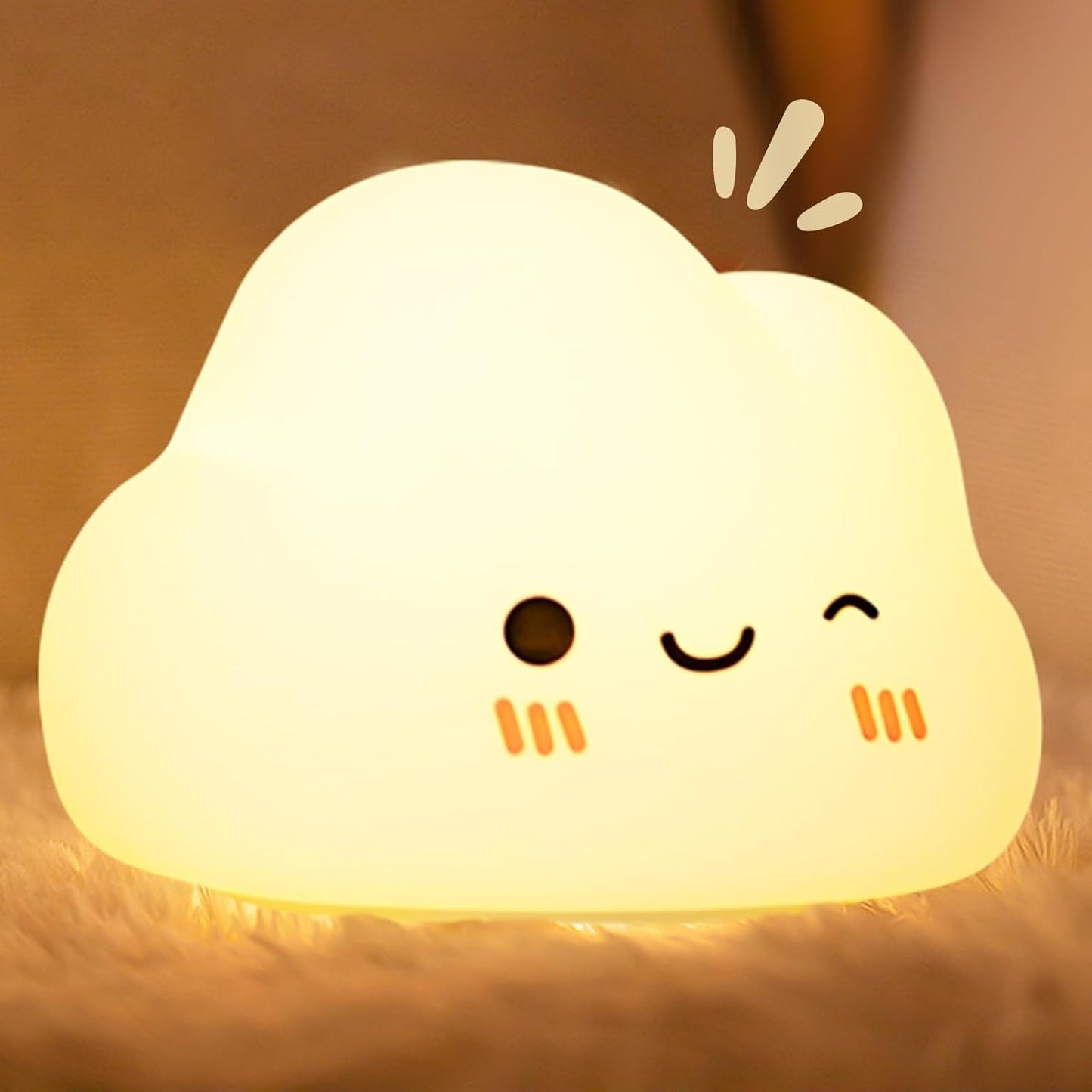 Squishy Silicone Smiling Clouds LED Night Light - Perfect Gift for Kids and Girls
