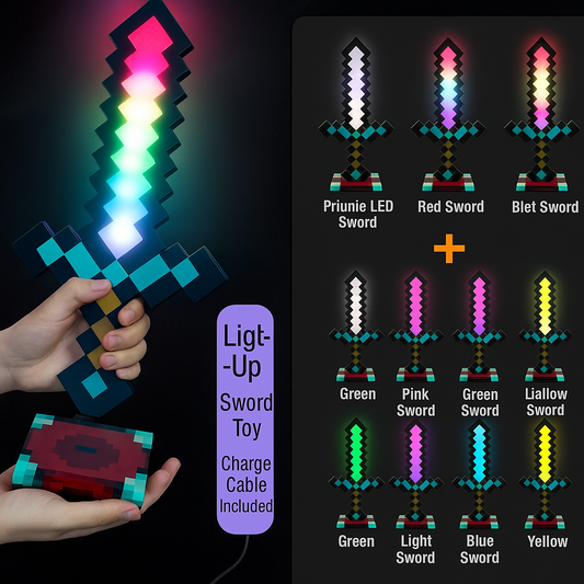 Diamond Sword 14 Inch USB Desk LED Night Light - Decorative, Fun, Safe & Awesome Bedside Mood Lamp Toy for Baby, Boys, Teen, Adults & Gamers - Best for Home's Bedroom, Living Room Or Office