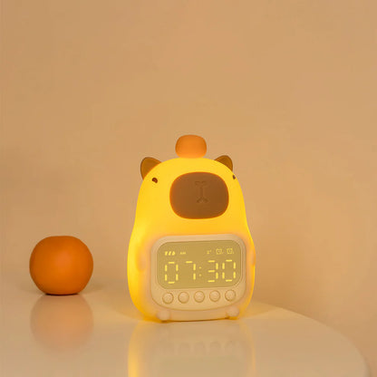Squishy Silicone Capybara Alarm Clock LED Night Light - Perfect Gift for Kids and Girls