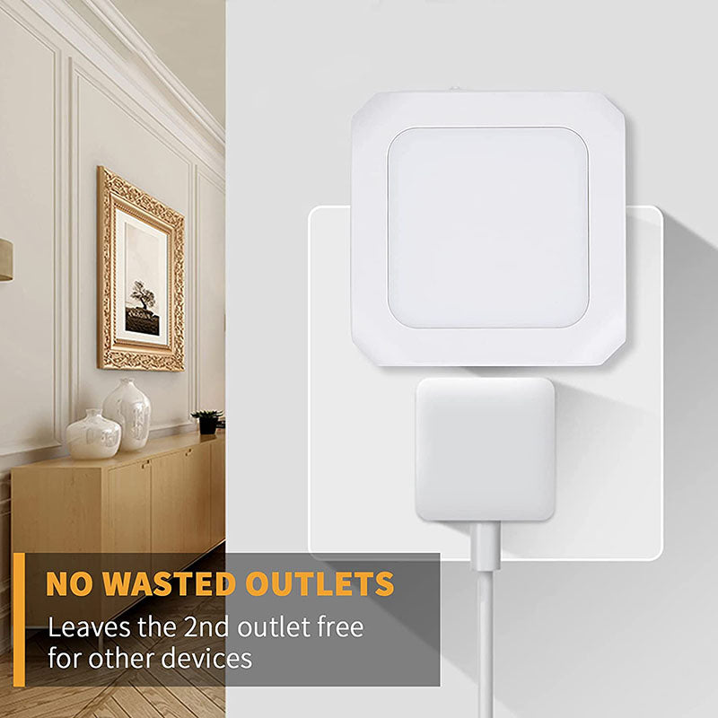 Square plug-in Dimmable Led Night Light with Auto Dusk to Dawn Sensor, Soft Warm White Nightlights for Hallway,Bedroom, Kids Room, Kitchen, Stairway, 2 Pack
