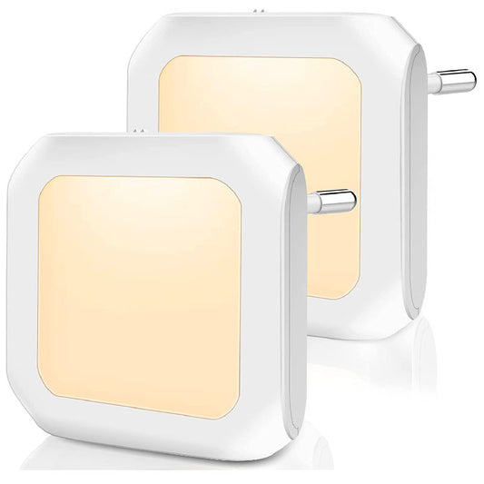 Square plug-in Dimmable Led Night Light with Auto Dusk to Dawn Sensor, Soft Warm White Nightlights for Hallway,Bedroom, Kids Room, Kitchen, Stairway, 2 Pack
